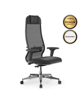 Office chair Synchrosit-10 Megapap ergonomic with double mesh fabric and synthetic leather color black 65x70x121/134cm.