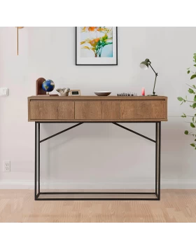 Amedeo Megapap melamine - metal console in walnut color 120x36x90cm.