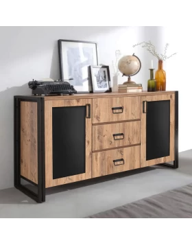 Atlas Megapap buffet made of melamine color atlantic pine - black 160x45x80cm.