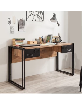 Atlas Megapap metal - melamine working desk in atlantic pine - black color 139x60x75cm.