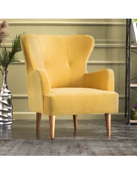 Karina Megapap velvet armchair in yellow color 69x60x88cm.