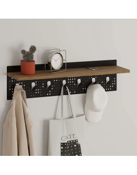 Wall hanger Popy Megapap made of metal - melamine color sapphire oak - black 80x15.2x20.3cm.