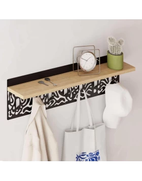 Wall hanger Novo Megapap made of metal - melamine color sapphire oak - black 80x12.2x20cm.