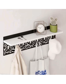 Wall hanger Novo Megapap made of metal - melamine color white - black 80x12.2x20cm.