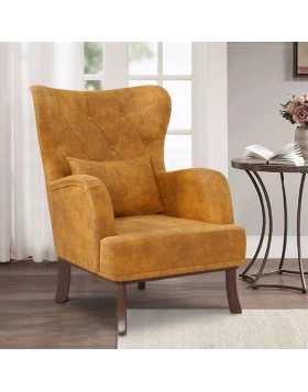 Lizie Megapap fabric armchair in yellow color 78x80x96cm.