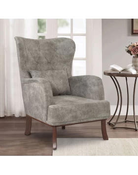 Lizie Megapap fabric armchair in grey color 78x80x96cm.