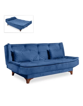 Sofa-bed Lucas Megapap three-seater fabric dark blue color 190x85x85cm.