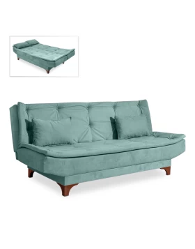 Sofa-bed Lucas Megapap three-seater fabric sea green color 190x85x85cm.