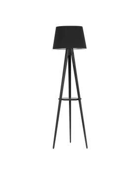 Perry Megapap wood/fabric floor light in black color 45x31x160cm.