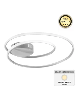 Hermann Megapap metallic Led ceiling light in white color 44x44x7cm.