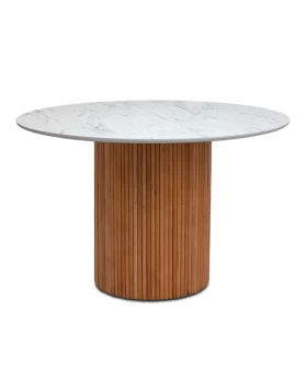 Borno Megapap table in black - white marble effect color Ø120x78cm.