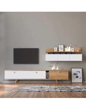 Hera Megapap TV Unit in sapphire oak - white color 170x37x45cm.