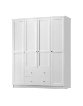 Emily Megapap 4 doors wardrobe in white color 140x50x210cm.