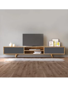 Έπιπλο τηλεόρασης Serine Megapap χρώμα sapphire oak - ανθρακί 170x37x45εκ.