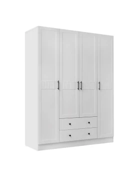 Jenna Megapap 4 doors wardrobe in white color 140x50x182cm.