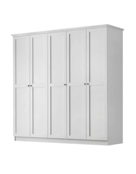 Emily Megapap 5 doors wardrobe in white color 175x50x210cm.