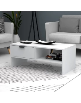 Galaxy Megapap melamine coffee table in white color 100x50x42cm.