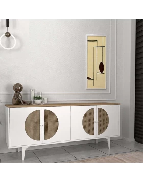 Aureta Megapap melamine buffet in white - sapphire oak color 180x45x75cm.