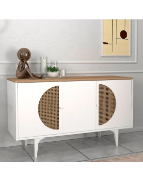 Aureta Megapap melamine buffet in white - sapphire oak color 130x45x75cm.