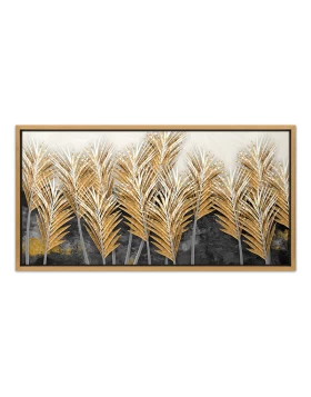 Gold Leaves Megapap painting on canvas digital printing with frame 140x70x3cm.