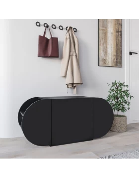 Pozy Megapap shoe bench in black bute color 110x40.4x50cm.