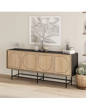 Joji Megapap melamine console in sapphire oak - silky black color 186,8x40x77,6cm.