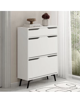 Asta Megapap melamine shoe cabinet in white color 81.6x29.5x110cm.