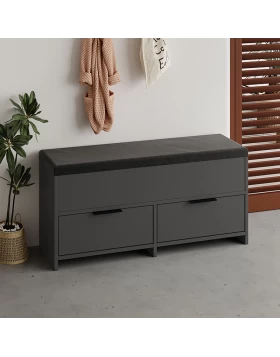 Cove Megapap melamine shoe bench in anthracite color 106x34x51.5cm.