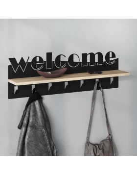 Welcome Megapap wall hanger made of metal - melamine color black - sapphire oak 86x15.2x29cm.