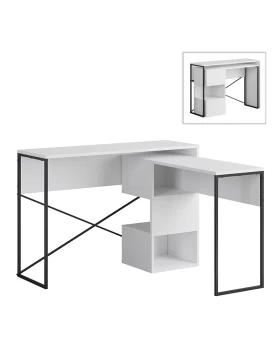 Polymorphic work desk Badau Megapap made of melamine color white 110x37.2x77cm.