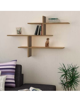 Leo Megapap melamine wall shelf in light brown color 123x22x80cm.