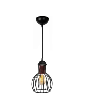 Manolia Megapap E27 metallic ceiling lamp in black color Φ15x100cm.