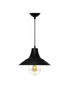 Retro Megapap E27 metallic ceiling lamp in black color Φ30x70cm.