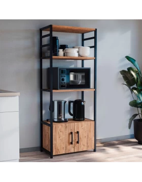 Agero Megapap metallic kitchen stand in black - pine oak color 56,1x30x138,3cm.