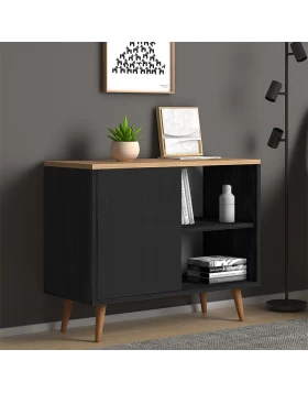 Luce Megapap melamine console - buffet in black antique - oak 80x35x66cm.