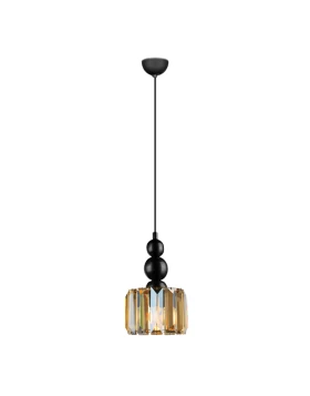 Alaba Megapap E27 metal - glass single-light ceiling light in black color 15x15x65cm.