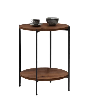 Argento Megapap metallic - melamine side table in smoked walnut color 43x43x60cm.