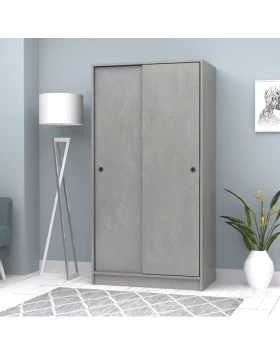 Misra Megapap two-doors sliding melamine wardrobe concrete grey color 94x52x182cm.