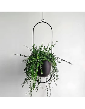 Metal hanging flower pot in black color Φ15cm.