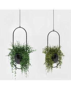 Metal hanging flower pot set in black color Φ15cm.