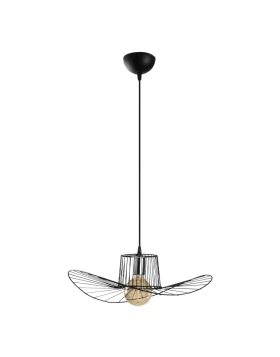 Tel Megapap E27 metallic ceiling lamp in black color Φ49x110cm.