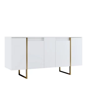 Luxe Megapap melamine buffet in white - gold color 160x35x80cm.