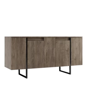 Luxe Megapap melamine buffet in walnut color 160x35x80cm.