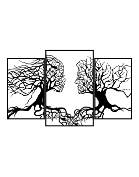 Tree Love Megapap metal wall art in black color 116x1.5x71cm.