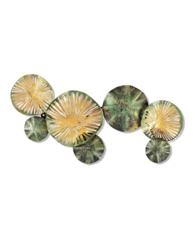 Flower Megapap metal wall art in gold - green color 74x1.5x38cm.