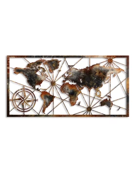 World Map Megapap metal wall art in black - bronze color 120x1.5x60cm.