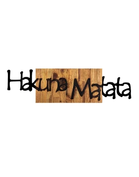 Hakuna Matata Megapap wooden - metal wall art in walnut - black color 108x3x30cm.