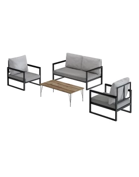 Garden lounge Naxos Megapap set of 4 metal color black - gray