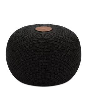 Stool - Pouf Knit Megapap knitted black color Φ47x35cm.