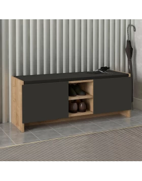 Verly Megapap melamine shoe cabinet in sapphire oak - anthracite color 110x33.2x43cm.